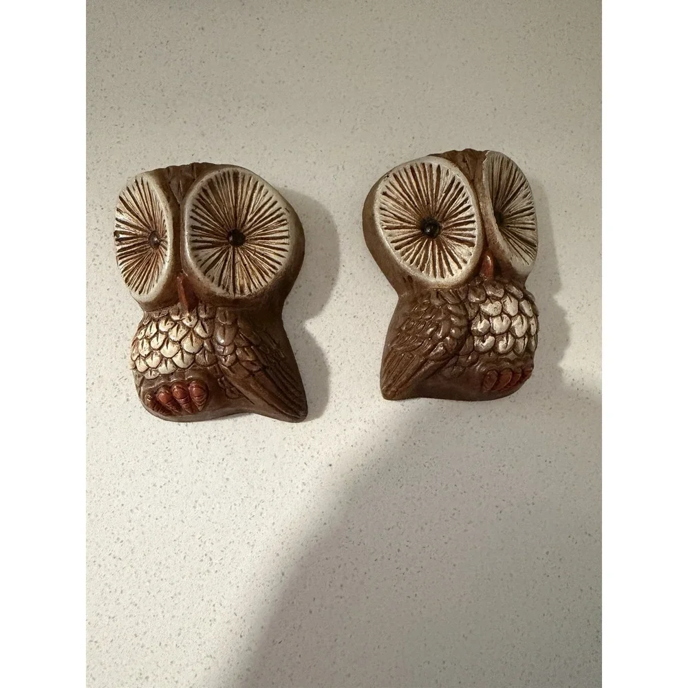 Vintage Owl Family 70s Foam Craft 3D Big Eyes Wall Hangers Set Of 3 Owls Decor